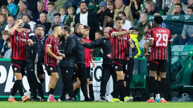 Shkendija celebrate at Easter Road