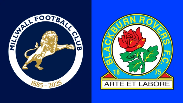 Side-by-side of Millwall and Blackburn Rovers club badges