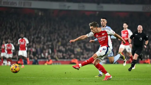 Leandro Trossard scores Arsenal's winner against Tottenham in January