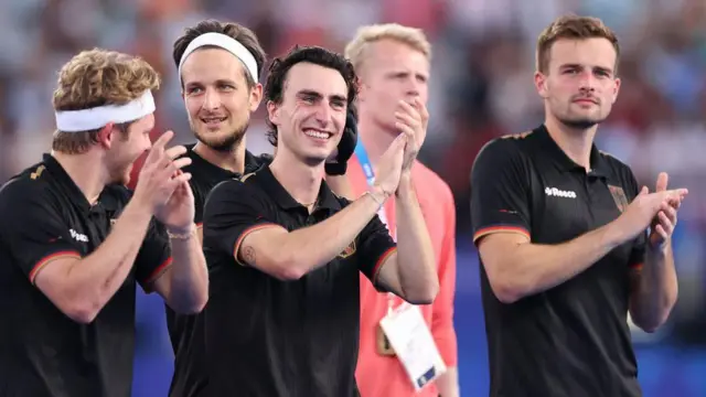 Germany's hockey team celebrate