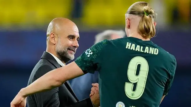 Erling Haaland and Pep Guardiola
