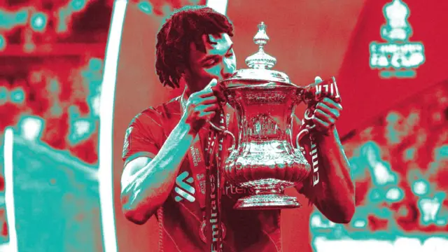 Colour washed image of Trent Alexander-Arnold with FA Cup