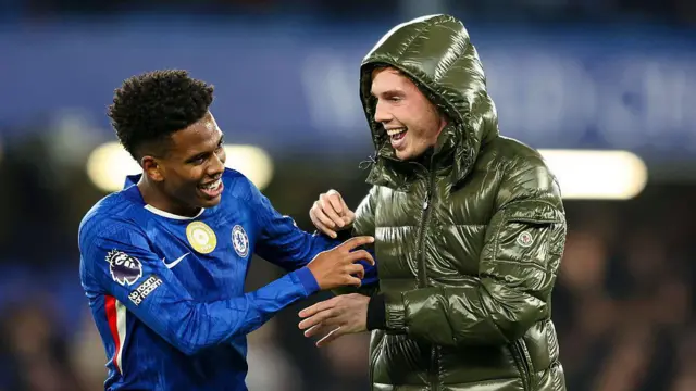 Winning goalscorer Estevao celebrates with team-mate Cole Palmer