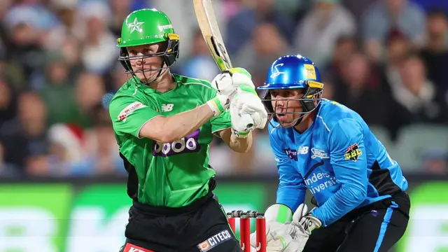 Melbourne Stars' Sam Harper plays a shot