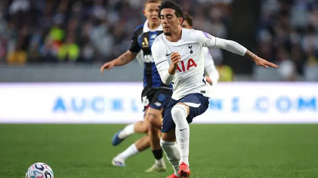 Luca Williams-Barnett in action for Tottenham against Auckland FC