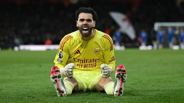 David Raya of Arsenal celebrates 