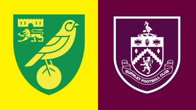 The Norwich City and Burnley club crests side by side
