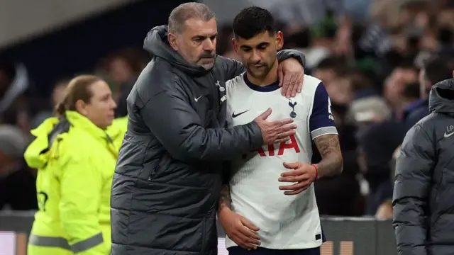 Ange Postecoglou consoles Cristian Romero