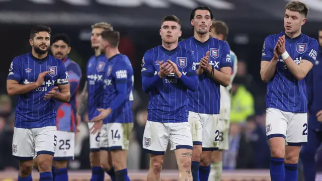 Ipswich players after losing to Brighton