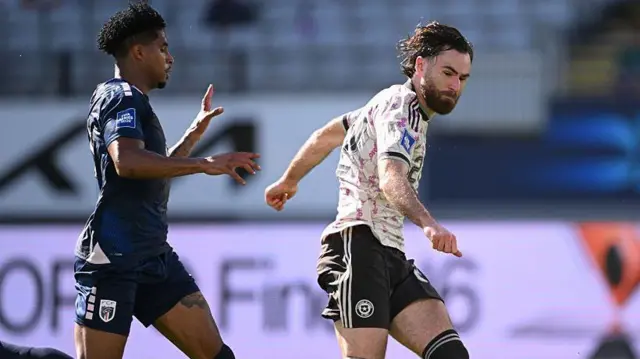 Ben Brereton Diaz shoots towards goal for Chile against Cape Verde