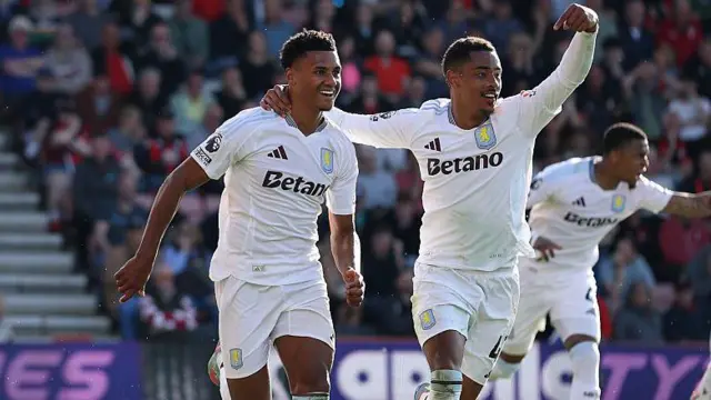 Aston Villa players celebrate