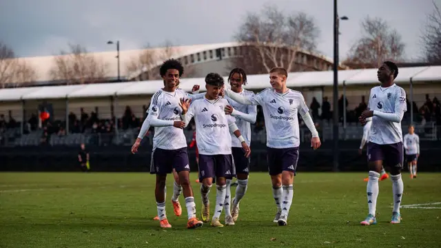 JJ Gabriel celebrates for Man Utd academy