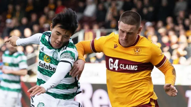 Celtic's Hyunjun Yang and Motherwell’s Dan Casey