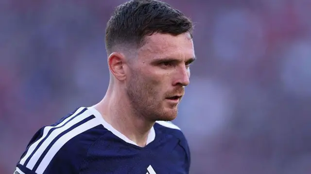 Andy Robertson playing for Scotland at the World Cup