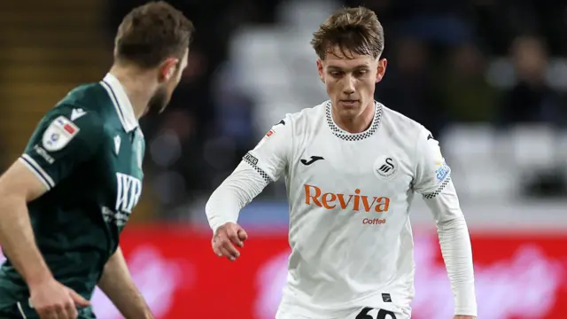 Ethan Galbraith of Swansea City in action against Blackburn 