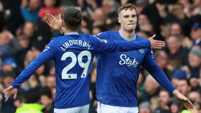Jake O'Brien celebrates with Jesper Lindstrom