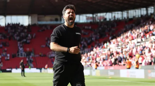 Vitor Matos celebrates victory at Stoke 