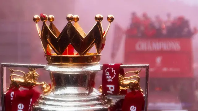 The Premier League trophy is paraded by Liverpool