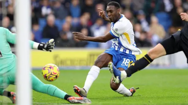 Danny Welbeck scores for Brighton against Wolves