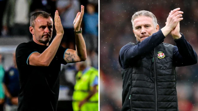 Charlton Athletic boss Nathan Jones (left) and Wrexham manager Phil Parkinson (right)