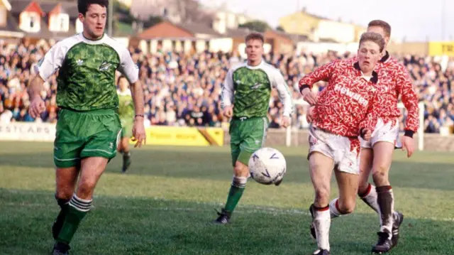 Hibs against Clydebank in 1992