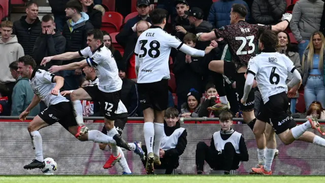 Bristol City celebrate Adam Randell's late equaliser at Middlesbrough