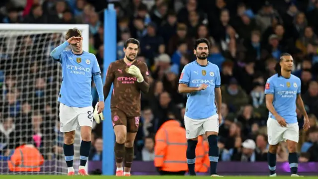 James Macatee, Stefan Ortega, Ilkay Gundogan and Nathan Ake
