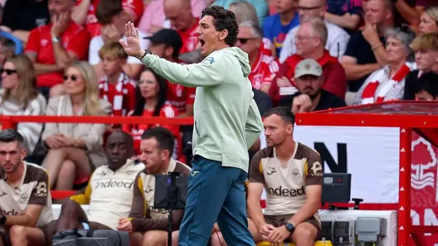 Keith Andrews, Manager of Brentford on the side line during the Premier League match between Nottingham Forest and Brentford at City Ground 