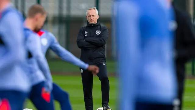 Neil Critchley in Hearts training