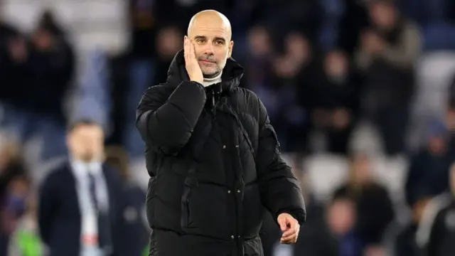 Pep Guardiola Manager / Head Coach of Manchester City after the Premier League match against Leicester