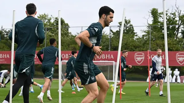 Mikel Merino in training for Arsenal
