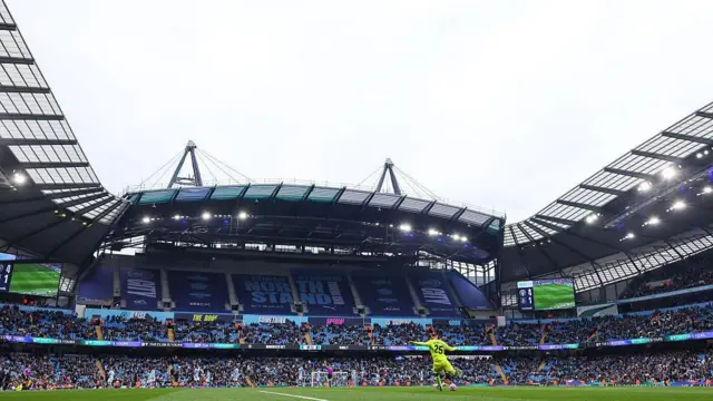 A general inside Etihad Stadium of the North Stand expansion during the Premier League match between Manchester City and Burnley