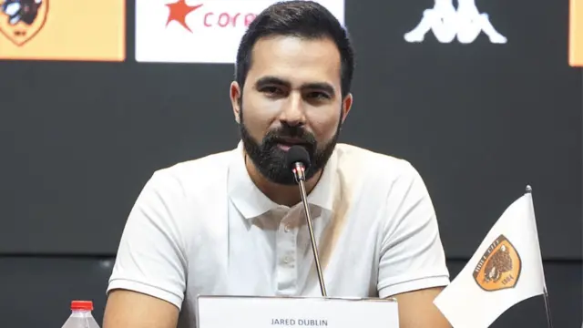 Jared Dublin speaking at a Hull City news conference
