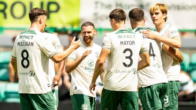 Hibernian players celebrate