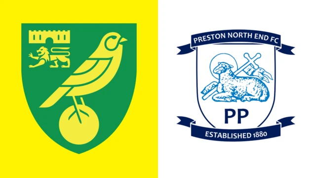 Side-by-side of Norwich City and Preston North End club badges