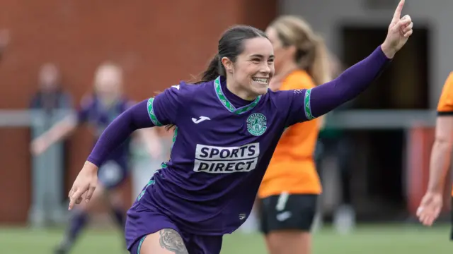 Poppy Lawson celebrates scoring an equaliser for Hibs