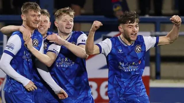 Limavady United celebrating 