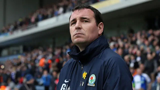 Gary Bowyer watches on in his Blackburn Rovers jacket while he was manager in March 2014