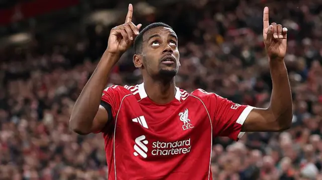Alexander Isak celebrates for Liverpool