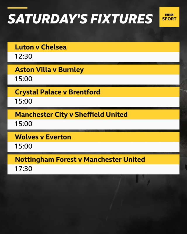 Premier League fixtures on Saturday, 30 December