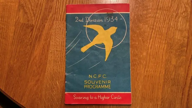 Norwich City programme from 1934