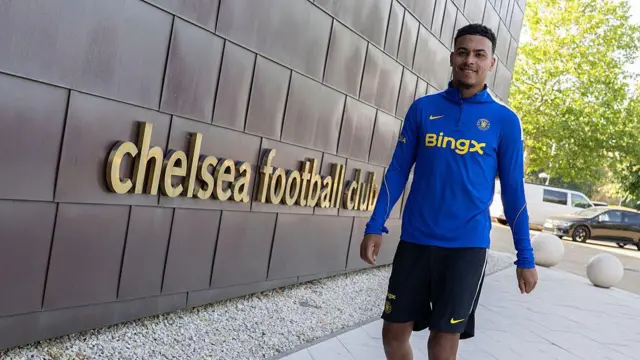 Morgan Rogers arriving at Chelsea's training ground
