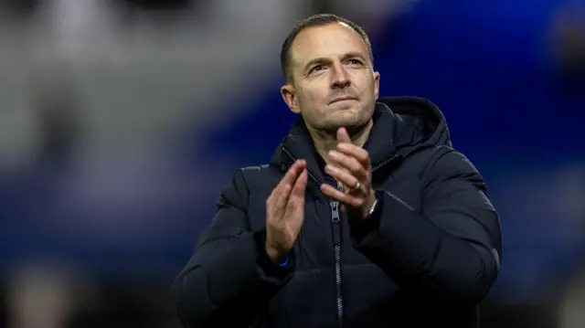 Birmingham City manager Chris Davies looks to the stands and claps after a game