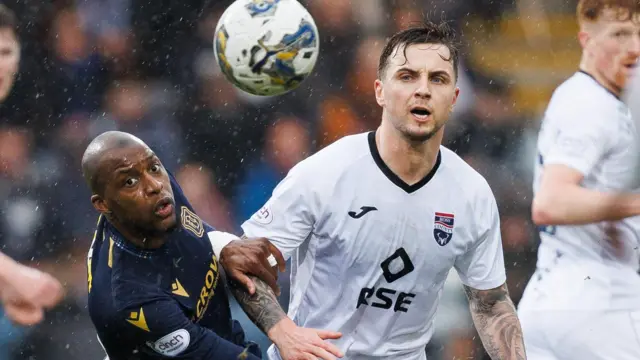 Ross County's Eamonn Brophy and Dundee's Mo Sylla 