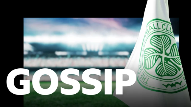 Gossip graphic with a picture of a corner flag from Celtic Park