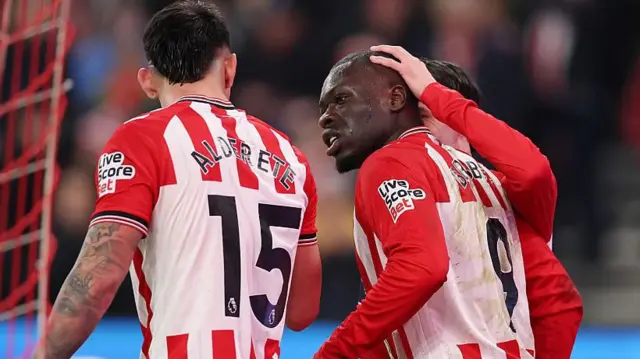Brian Brobbey celebrates scoring for Sunderland against Crystal Palace in the Premier League