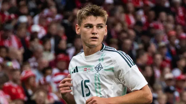 Justin Devenny in action for Northern Ireland