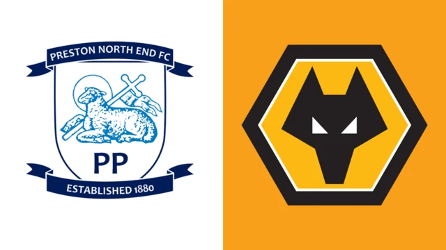 The club crests of Preston North End and Wolverhampton Wanderers side by side