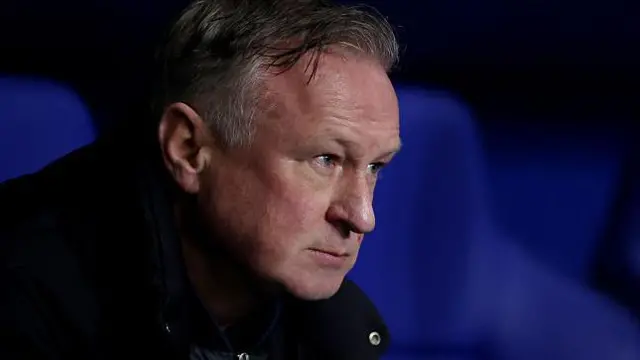 Michael O'Neill, the Blackburn Rovers manager staring into the distance.
