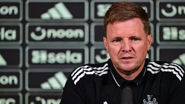 Eddie Howe looks on during a Newcastle news conference